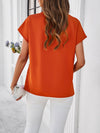 Women's casual solid color V-neck short-sleeved shirt