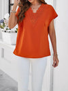 Women's casual solid color V-neck short-sleeved shirt