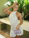 New solid color sleeveless halterneck backless knitted dress