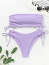 New split bandeau strap bikini solid color sexy multi-color swimsuit