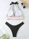 High Waist Swimsuit Color Block Web Sexy Push Up Bikini