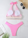 High Waist Swimsuit Color Block Web Sexy Push Up Bikini