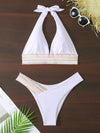 High Waist Swimsuit Color Block Web Sexy Push Up Bikini