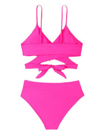 New solid color sexy split swimsuit high waist strappy swimsuit