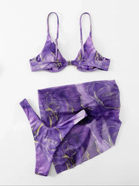 New marble tie-dye three-piece bikini set