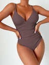 New solid color sexy deep V one-piece swimsuit