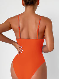 New solid color sexy deep V one-piece swimsuit