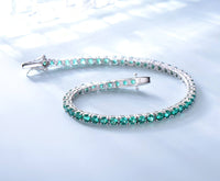 Emerald Tennis Bracelet Solid 925 Sterling Silver