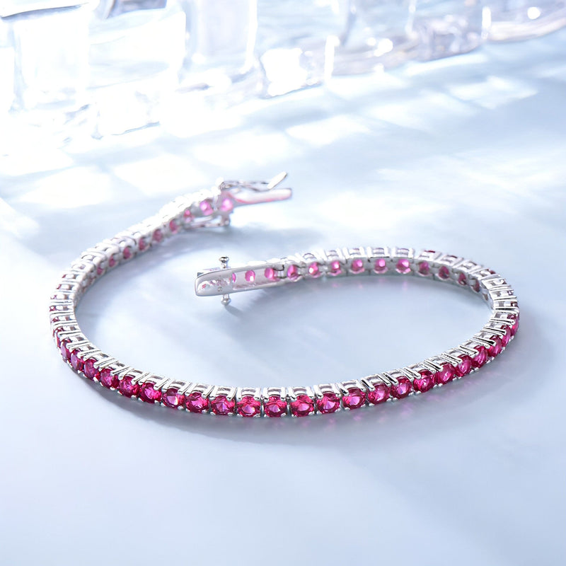 Ruby Sapphire Topaz Tennis Bracelet for Women solid 925