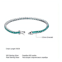 Emerald Tennis Bracelet Solid 925 Sterling Silver