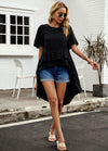 New quality elegant ruffled short-sleeved top