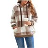 Long sleeve hooded plaid plush women's sweatshirt